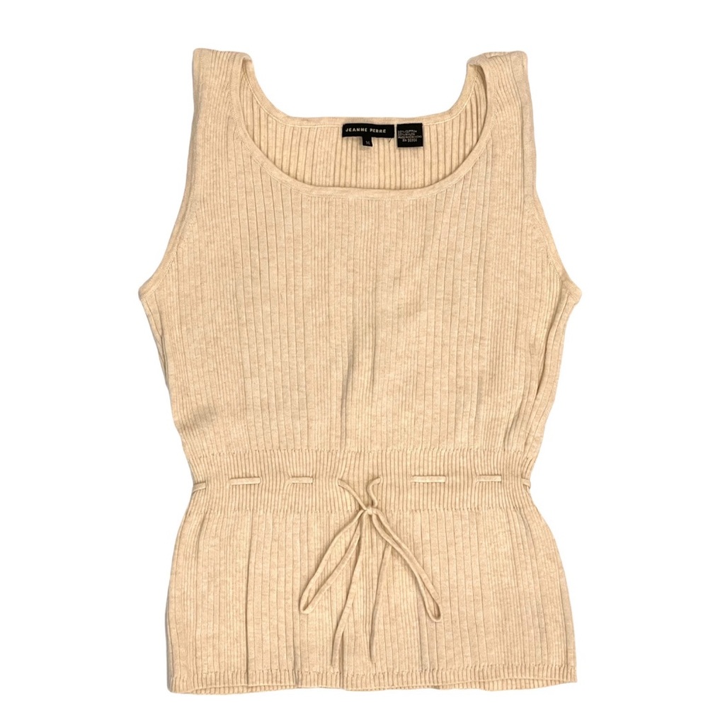 Jeanne Pierre Beige Sleeveless Knit Top